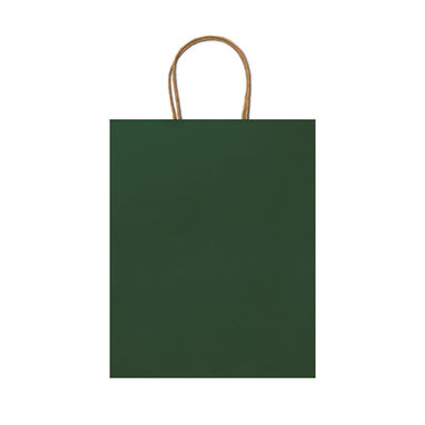 Бумажная сумка 110 г/м2 с естественной отделкой, с усиленными короткими ручками изогнутой формы, цвет папаротниковый - BO7538S1226- Фото №1