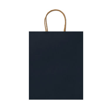 Бумажная сумка 110 г/м2 с естественной отделкой, с усиленными короткими ручками изогнутой формы, цвет морской синий - BO7538S155- Фото №1