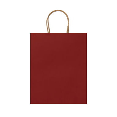 Бумажная сумка 110 г/м2 с естественной отделкой, с усиленными короткими ручками изогнутой формы, цвет красный - BO7538S160- Фото №1