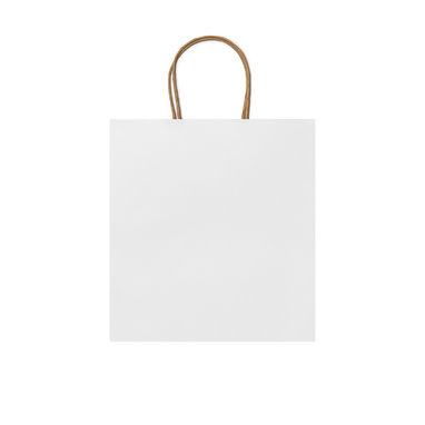 Бумажная сумка 110 г/м2 с естественной отделкой, с усиленными короткими ручками изогнутой формы, цвет белый - BO7539S101- Фото №1