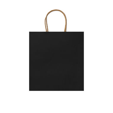 Бумажная сумка 110 г/м2 с естественной отделкой, с усиленными короткими ручками изогнутой формы, цвет черный - BO7539S102- Фото №1