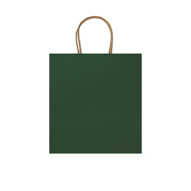 Бумажная сумка 110 г/м2 с естественной отделкой, с усиленными короткими ручками изогнутой формы, цвет папаротниковый - BO7539S1226- Фото №1