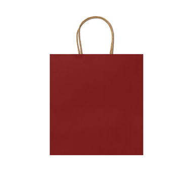 Бумажная сумка 110 г/м2 с естественной отделкой, с усиленными короткими ручками изогнутой формы, цвет красный - BO7539S160- Фото №1