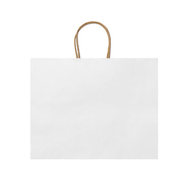 Бумажный сумка 110 г/м2 с естественной отделкой, с усиленными короткими ручками изогнутой формы, цвет белый - BO7541S101- Фото №1