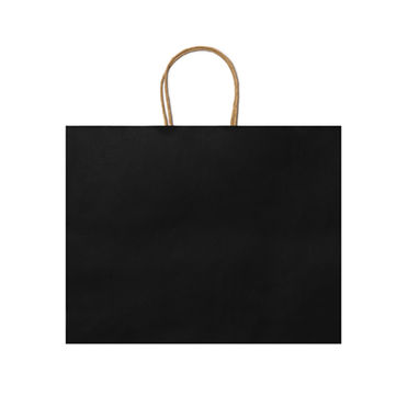 Бумажный сумка 110 г/м2 с естественной отделкой, с усиленными короткими ручками изогнутой формы, цвет черный - BO7541S102- Фото №1