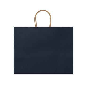 Бумажный сумка 110 г/м2 с естественной отделкой, с усиленными короткими ручками изогнутой формы, цвет морской синий - BO7541S155- Фото №1