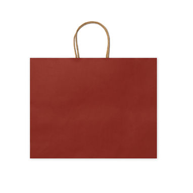Бумажный сумка 110 г/м2 с естественной отделкой, с усиленными короткими ручками изогнутой формы, цвет красный - BO7541S160- Фото №1