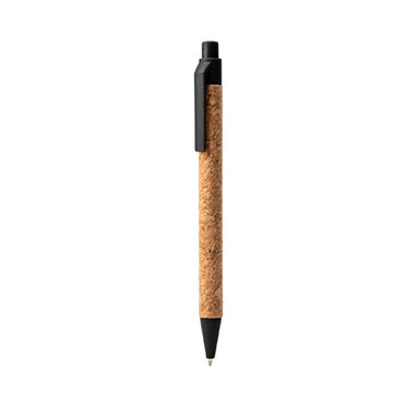 Шариковая эко-ручка из пробкового материала, цвет черный - HW8043TA02- Фото №1