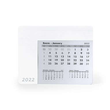 Прямоугольный коврик для мыши с календарем, цвет белый - IA3017S101- Фото №1
