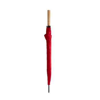 Парасолька з поліестеру 190T з дерев'яною ручкою та автоматичним відкриттям, колір червоний - UM5611S160- Фото №1