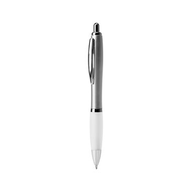 Кулькова ручка з корпусом із сріблястого АБС-пластику та м'якого напівпрозорого пластику, колір білий - BL8076TN01- Фото №1