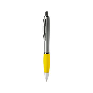 Шариковая ручка с корпусом из серебристого АБС-пластика и мягкого полупрозрачного пластика, цвет желтый - BL8076TN03- Фото №1