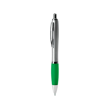 Шариковая ручка с корпусом из серебристого АБС-пластика и мягкого полупрозрачного пластика, цвет папаротниковый - BL8076TN226- Фото №1