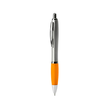 Шариковая ручка с корпусом из серебристого АБС-пластика и мягкого полупрозрачного пластика, цвет оранжевый - BL8076TN31- Фото №1