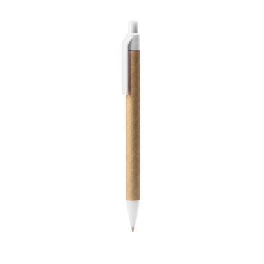Кулькова ручка з корпусом із переробленого картону та PLA, колір білий - BL8079TA01- Фото №1
