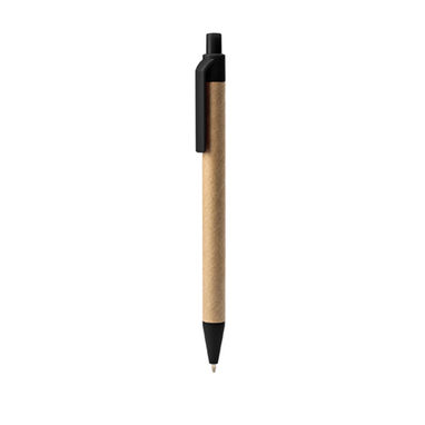 Кулькова ручка з корпусом із переробленого картону та PLA, колір чорний - BL8079TA02- Фото №1