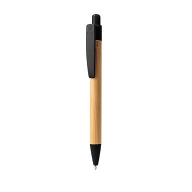 Кулькова ручка з корпусом з бамбука та PLA пластику, колір чорний - BL8080TA02- Фото №1