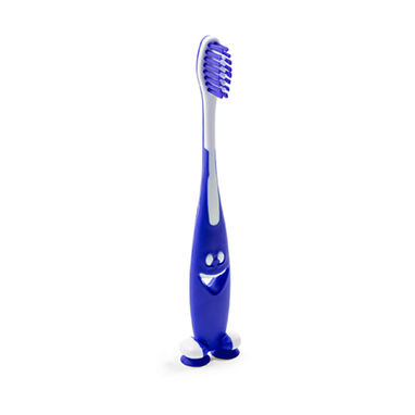 Зубна щітка для дітей яскравих кольорів та дизайну soft touch, з присосками на основі, колір королівський синій - CI9944S205- Фото №1