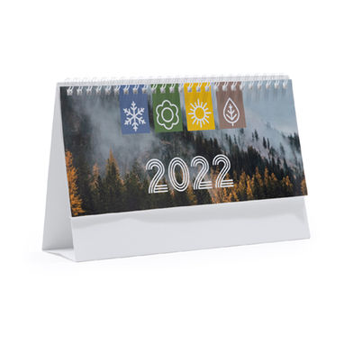 Спірально-кільцевий горизонтальний настільний календар, колір білий - CN8066S101- Фото №1