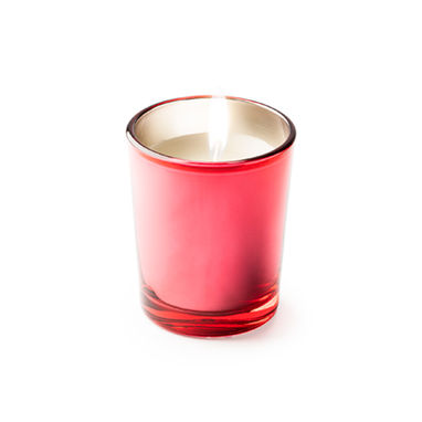 Ароматична свічка у посудині з кольорового скла з різними ароматами (кава, сосна, лаванда, ваніль, полуниця), колір червоний - VL1311S160- Фото №1