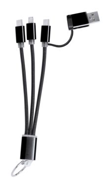 Брелок - зарядный кабель USB Frecles, цвет черный - AP722111-10- Фото №1