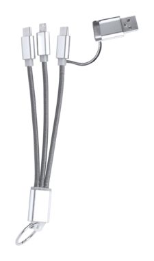 Брелок - зарядный кабель USB Frecles, цвет серый - AP722111-77- Фото №1