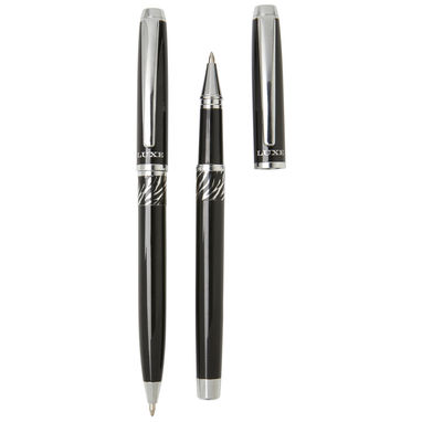 Набір подарунковий із двох ручок Rivulet, колір суцільний чорний - 10777590- Фото №5