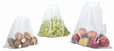 Набор сетчатых мешков для фруктов и овощей BLUE PLANET, цвет белый - 56-0890014- Фото №1