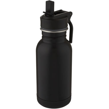 Lina, спортивна пляшка з нержавіючої сталі об'ємом 400 мл із трубочкою та петелькою, колір суцільний чорний - 10067490- Фото №1