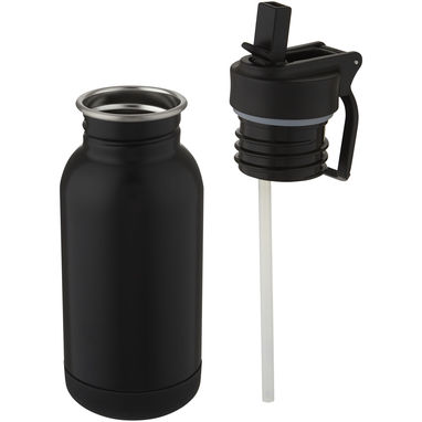 Lina, спортивна пляшка з нержавіючої сталі об'ємом 400 мл із трубочкою та петелькою, колір суцільний чорний - 10067490- Фото №3