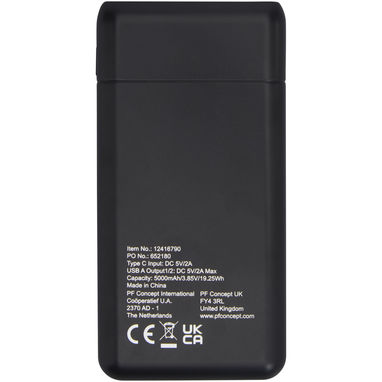 Портативное зарядное устройство высокой плотности емкостью 5000 мАч Odyssey, цвет сплошной черный - 12416790- Фото №4