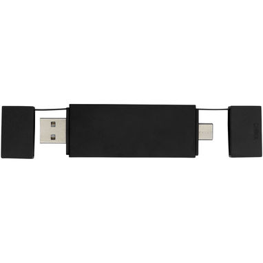 Mulan Двойной USB 2.0-хаб, цвет сплошной черный - 12425190- Фото №2