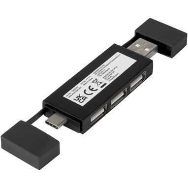 Mulan Двойной USB 2.0-хаб, цвет сплошной черный - 12425190- Фото №3