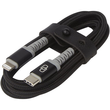 ADAPT MFI-кабель с разъемами USB-C и Lightning, цвет сплошной черный - 12425590- Фото №1