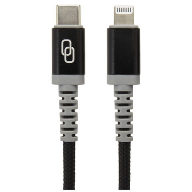 ADAPT MFI-кабель с разъемами USB-C и Lightning, цвет сплошной черный - 12425590- Фото №3