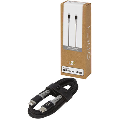 ADAPT MFI-кабель с разъемами USB-C и Lightning, цвет сплошной черный - 12425590- Фото №5
