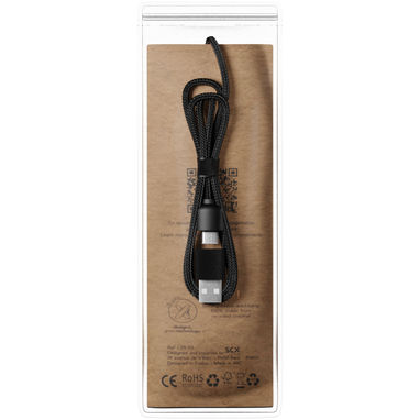 SCX.design C40 Зарядний кабель 3 в 1 з переробленого PET-пластика з логотипом, що світиться, і бездротовий зарядний пристрій, колір дерево, суцільний чорний - 1PX07371- Фото №2