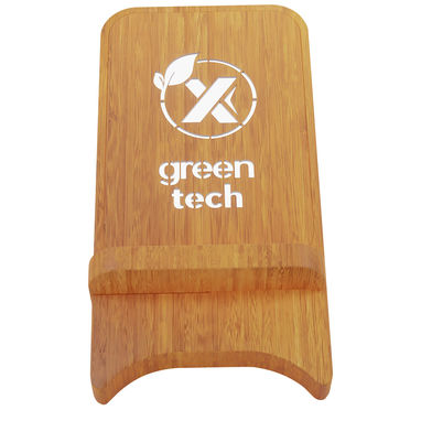 SCX.design W26 Бамбуковая подставка для телефона с беспроводной зарядкой мощностью 10Вт и светящимся логотипом, цвет дерево - 1PX08371- Фото №4