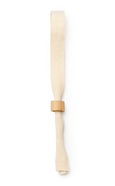 Браслет з натуральної бавовни з бамбуковою застібкою, колір бежевий - PU3098S129- Фото №1