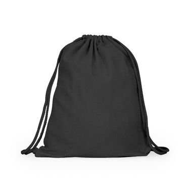 Рюкзак из 100% хлопка с кулиской и соответствующими шнурами, цвет черний - MO7175S102- Фото №1