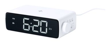 Беспроводное зарядное устройство с будильником Fabirt, цвет белый - AP722419- Фото №1