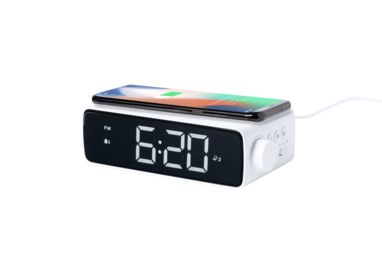 Беспроводное зарядное устройство с будильником Fabirt, цвет белый - AP722419- Фото №6