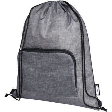 Складна сумка зі шнурком Ash із перероблених матеріалів, що відповідають стандарту GRS, об'ємом 7 л, колір сірий яскравий, суцільний чорний - 12064680- Фото №1