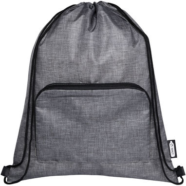 Складна сумка зі шнурком Ash із перероблених матеріалів, що відповідають стандарту GRS, об'ємом 7 л, колір сірий яскравий, суцільний чорний - 12064680- Фото №2