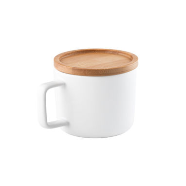 FANGIO. Керамічна чашка 230 мл з кришкою та бамбуковою основою, колір білий - 94251-106- Фото №4