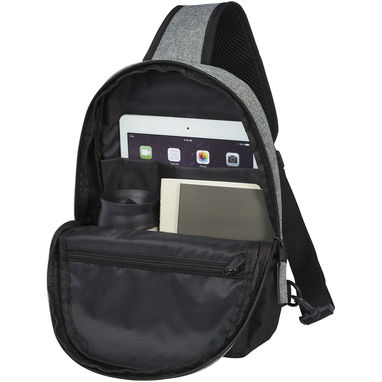 Двухцветная сумка на одно плечо Reclaim объемом 3,5 л, изготовленная из переработанных материалов по стандарту GRS, цвет сплошной черный, серый яркий - 12065390- Фото №4