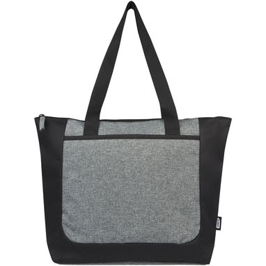 Двухцветная эко-сумка Reclaim на молнии объемом 15 л, изготовленная из переработанных материалов по стандарту GRS, цвет сплошной черный, серый яркий - 12065790- Фото №2