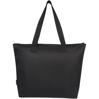 Двухцветная эко-сумка Reclaim на молнии объемом 15 л, изготовленная из переработанных материалов по стандарту GRS, цвет сплошной черный, серый яркий - 12065790- Фото №3