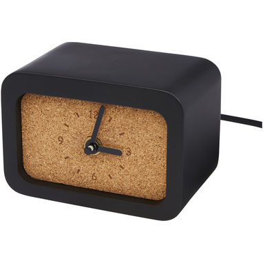 Настольные часы с беспроводной зарядкой Momento из известняка, цвет сплошной черный - 12430790- Фото №1