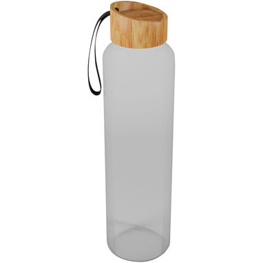 Бутылка SCX.design D21 из боросиликатного стекла с чехлом из переработанного силикона и бамбуковой крышкой емкостью 550 мл, цвет сплошной черный - 1PX10990- Фото №1
